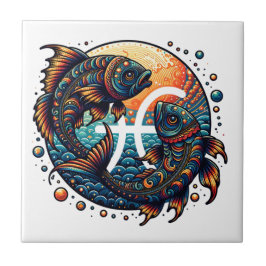 Azulejo Rótulo Astrológico Horoscopio Pisces Zodiac