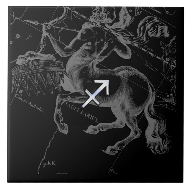 Azulejo Rótulo cromado Sagittarius Zodiac Hevelius alreded (Frente)