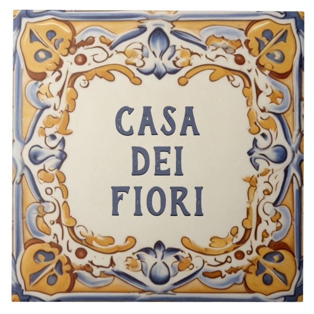 Azulejo Rótulo de nombre de la Casa de Diseño Español Amar (Frente)