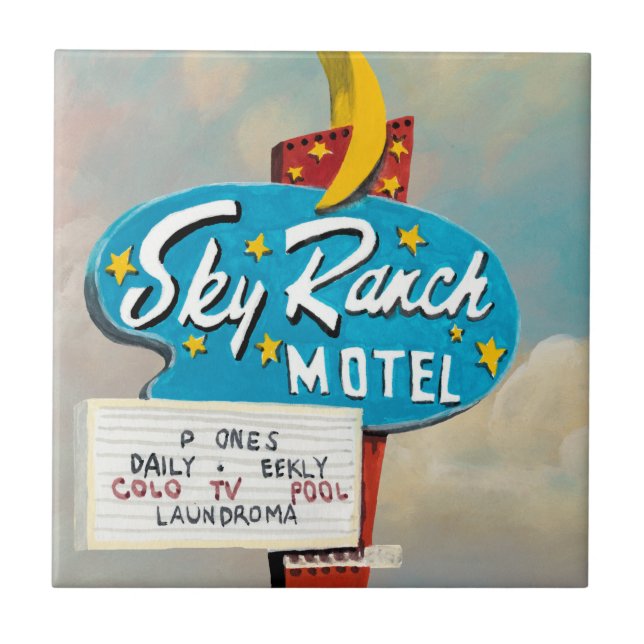 Azulejo Rótulo de Sky Ranch Motel (Frente)