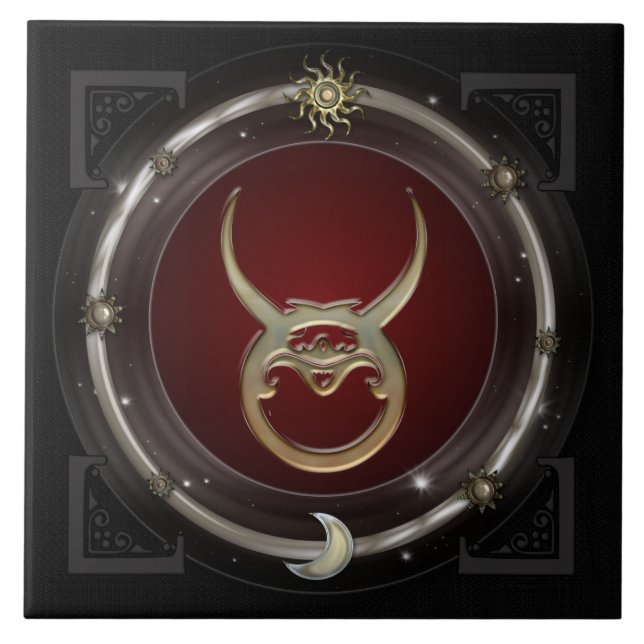 Azulejo Rótulo del zodiaco del tauro (Frente)