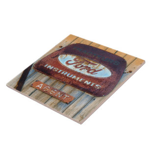 Azulejo Rótulo francés Rusty Enamel.