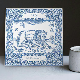 Azulejo Rótulo holandés Delft Blue Leo Vintage Zodiac