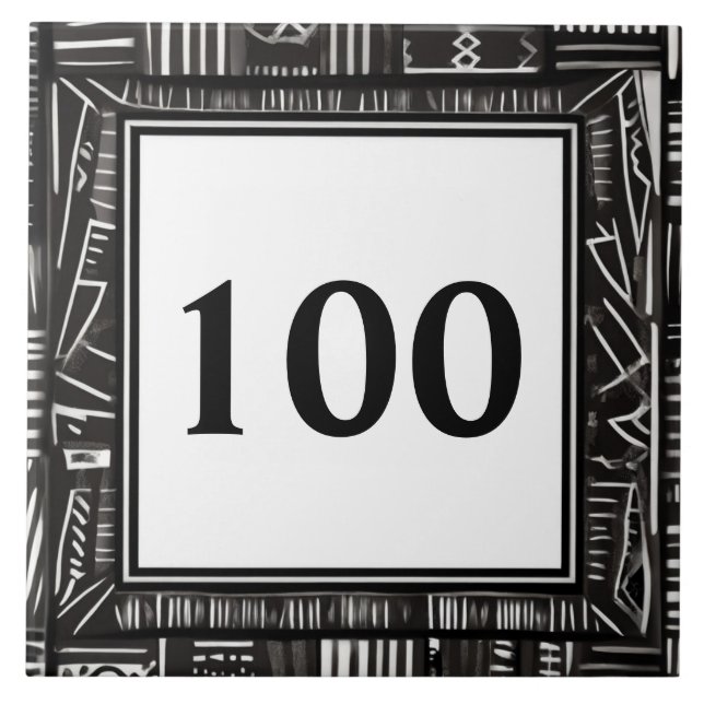 Azulejo Rótulo moderno en blanco y negro (Frente)