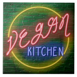 Azulejo Rótulo Neon Vegan Kitchen