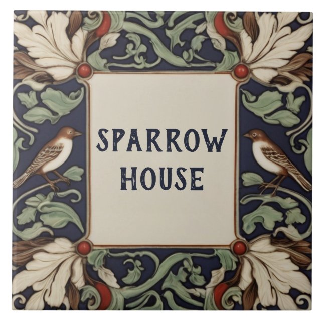 Azulejo Rótulo Plaque Plate de la Casa de las Aves Verdes  (Frente)