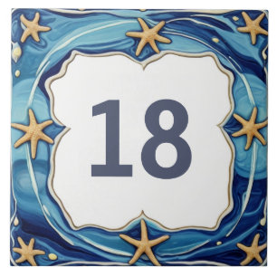 Azulejo Rótulo Starfish Personalized Beach House Number