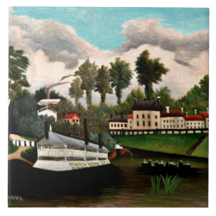 Azulejo Rousseau - El barco de lavado, pintura popular