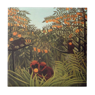 Azulejo Rousseau - Monos en la arboleda de naranjos