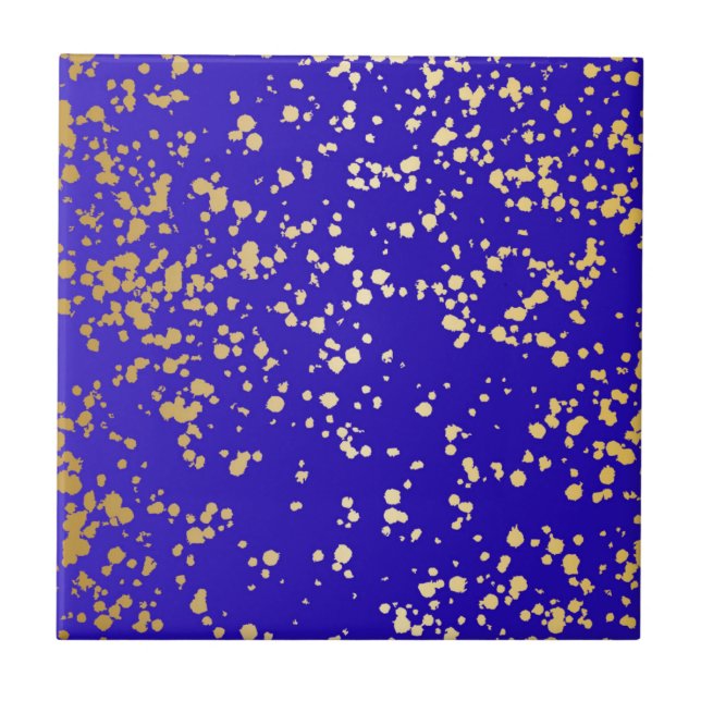 Azulejo Royal Blue Blond Gold Purpurina Cerámica Tile (Frente)