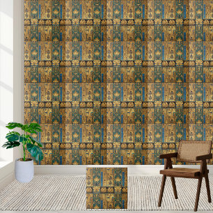 Azulejo Royal Egyptian Lotus and Scarab Design Tile