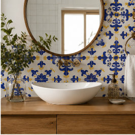 Azulejo Royal Fleur Bold Blue and Gold Botanical 