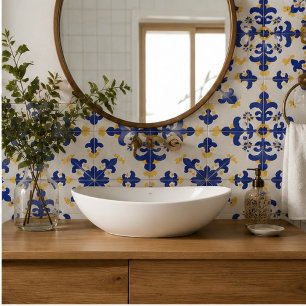 Azulejo Royal Fleur Bold Blue and Gold Botanical