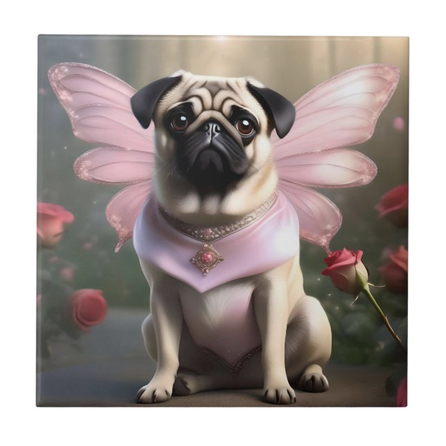 Azulejo Royal Pug: El hada princesa de los reinos encantad (Frente)