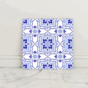 Azulejo Royal Sapphire Elegant Blue Floral Mosaic