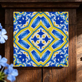 Azulejo Royal Sapphire Luxurious Blue and Gold Geometric 