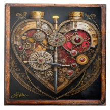 Rubíes Steampunk Y Engranajes Corazón Oscuro 