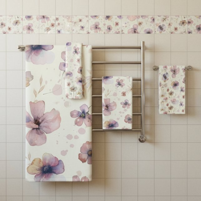 Azulejo Rubor crema boho acuarela flor silvestre (Subido por el creador)