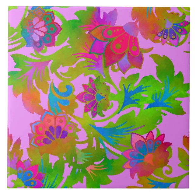 Azulejo Rubor de giro floral jacobino (Frente)