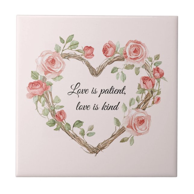 Azulejo Rubor Rosa Romántica Floral Corazón Amor (Frente)
