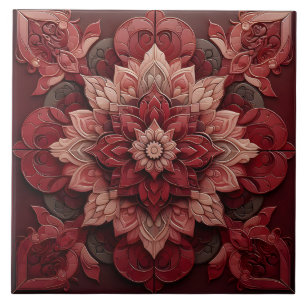 Azulejo Ruby Red Elegance 3D Effect Designer Tile