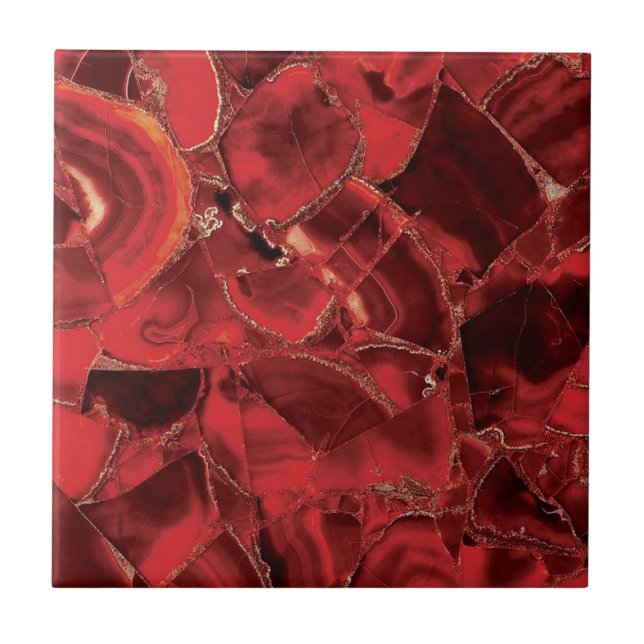 Azulejo Ruby Rojo Quartz Crystal Gemstone Imprimir (Frente)