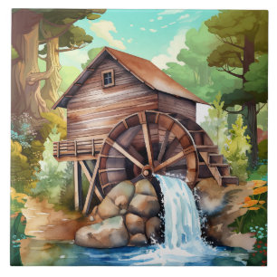 Azulejo rueda de agua linda País