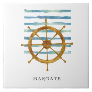 Azulejo Rueda de barcos de acuarela MARGATE costera