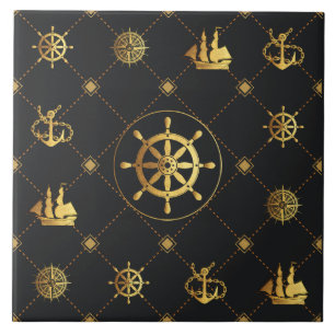 Azulejo Rueda de la nave de oro