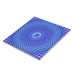 Azulejo Rueda de meditación de flores Purple Lotus