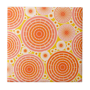 Azulejo Ruedas anidadas - naranja y oro