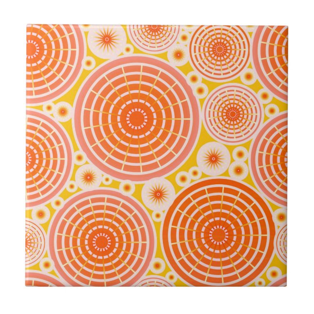 Azulejo Ruedas anidadas - naranja y oro (Frente)