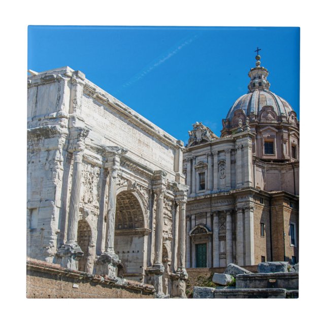 Azulejo Ruinas del Foro Romano en Roma, Italia (Frente)