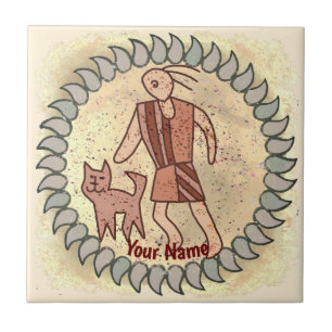 Azulejo Runa de Persona Gato Tribal