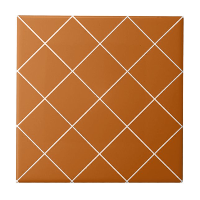Azulejo Rust Naranja simple Geometris Rejilla de diamantes (Frente)