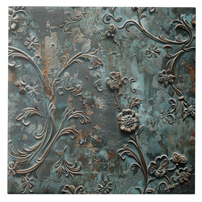 Azulejo Rusted Metal Antique Floral  (Frente)