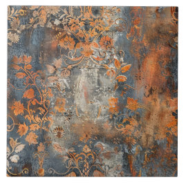 Azulejo Rusted Metal Antique Floral 