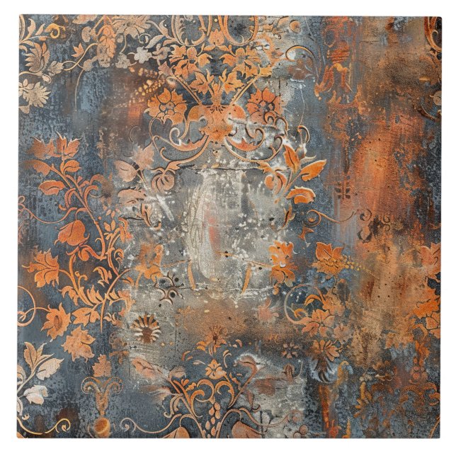Azulejo Rusted Metal Antique Floral  (Frente)