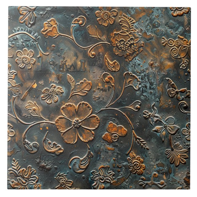 Azulejo Rusted Metal Antique Floral  (Frente)