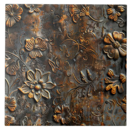 Azulejo Rusted Metal Antique Floral 