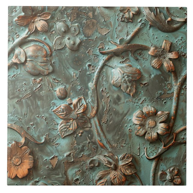 Azulejo Rusted Metal Antique Floral  (Frente)