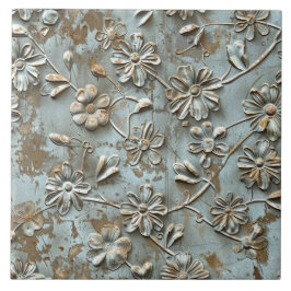 Azulejo Rusted Metal Antique Floral 