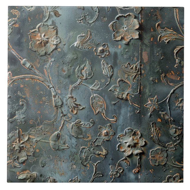 Azulejo Rusted Metal Antique Floral  (Frente)