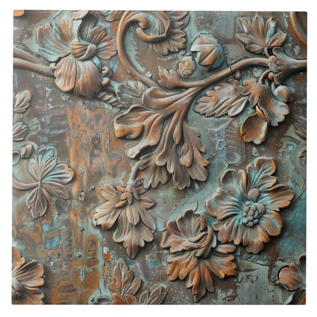 Azulejo Rusted Metal Antique Floral  (Frente)