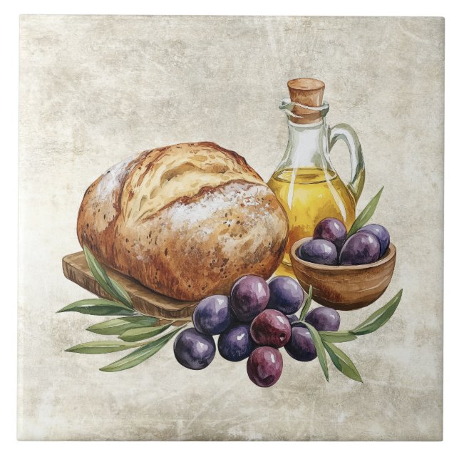 Azulejo Rustic Artisan Bread Olive Oil Faux Texture  (Frente)