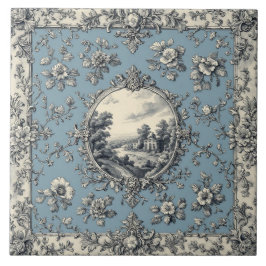 Azulejo Rustic Country Floral Motifs Mute Tones Distressed