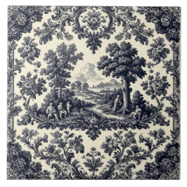 Azulejo Rustic Country Folks French Toile Pastoral Scenery