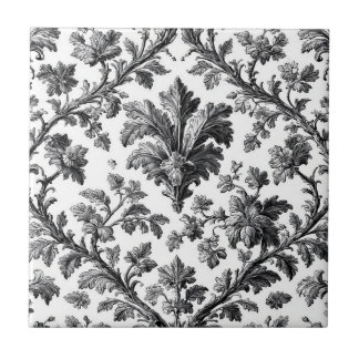 Azulejo Rustic Countryside Floral Motif Monochrome Elegant