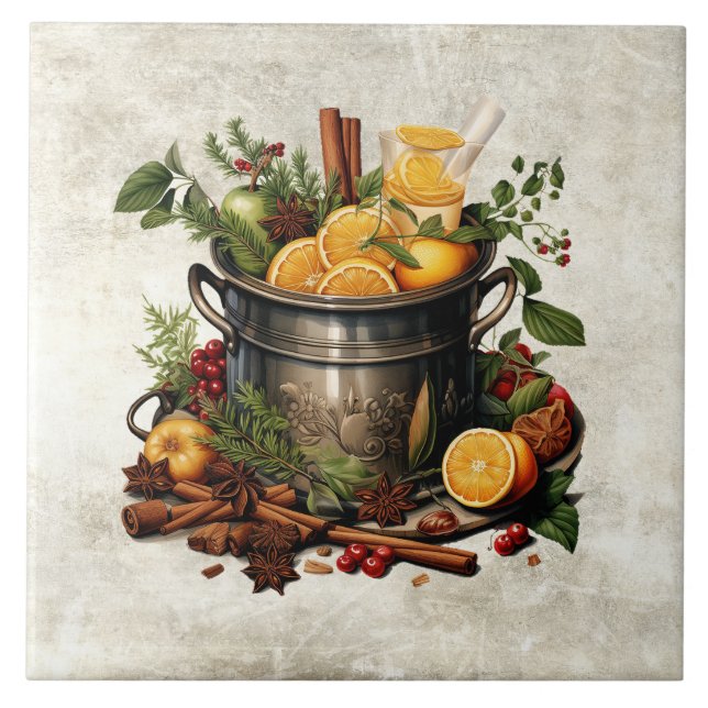 Azulejo Rustic Herbs & Spices Punch Bowl Pine (Frente)