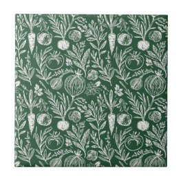Azulejo Rustic Kitchen Herbs Gold Forest Green Decor